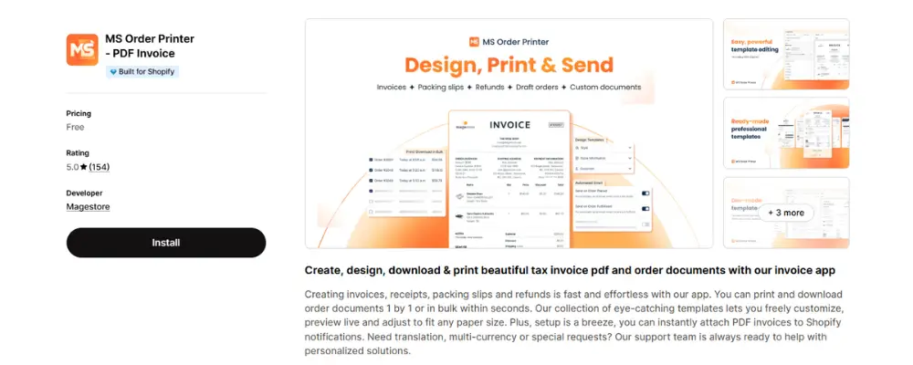 MS Order Printer ‑ PDF Invoice