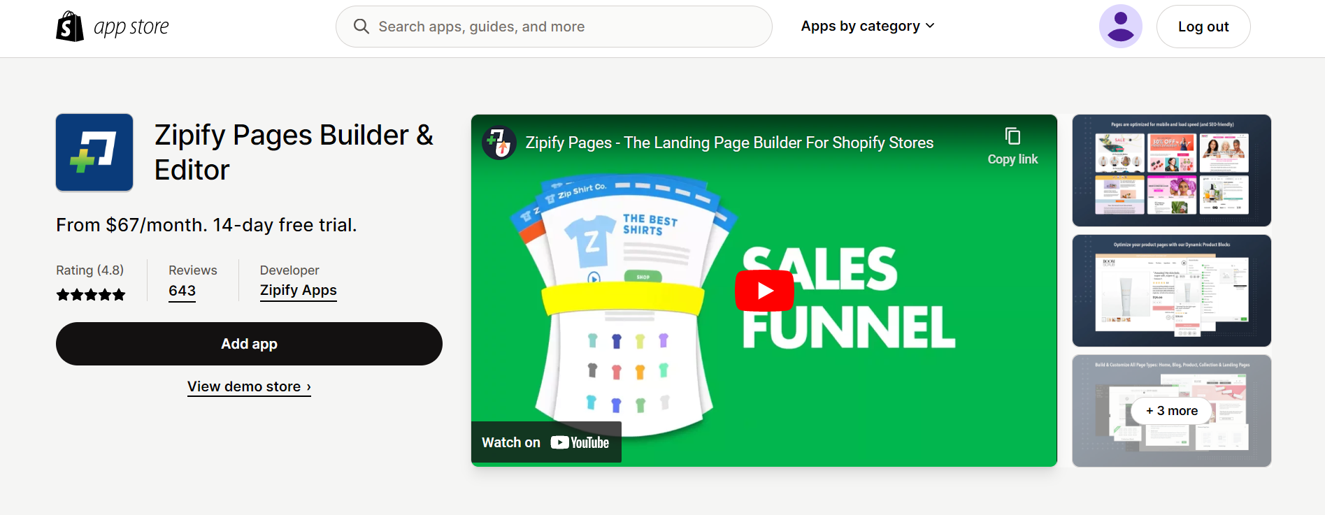 Zipify Pages Builder & Editor Shopify app 