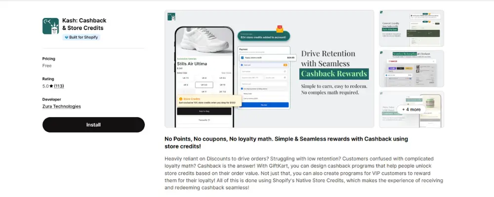 Kash Cashback Store Credits