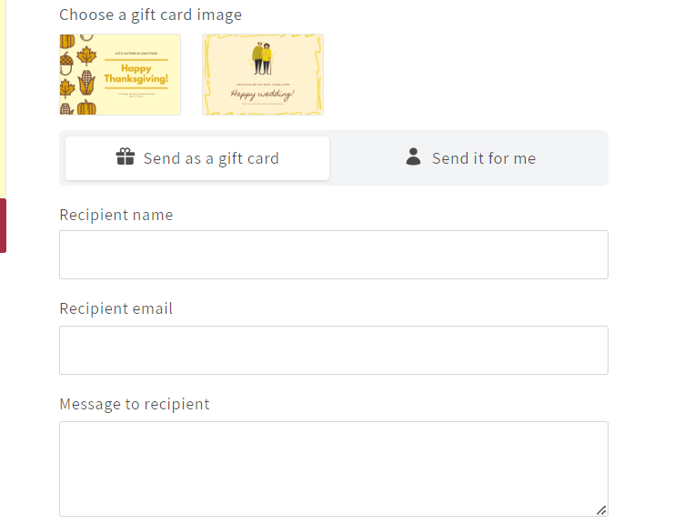 gift card can be delivered directly to the gift recipient