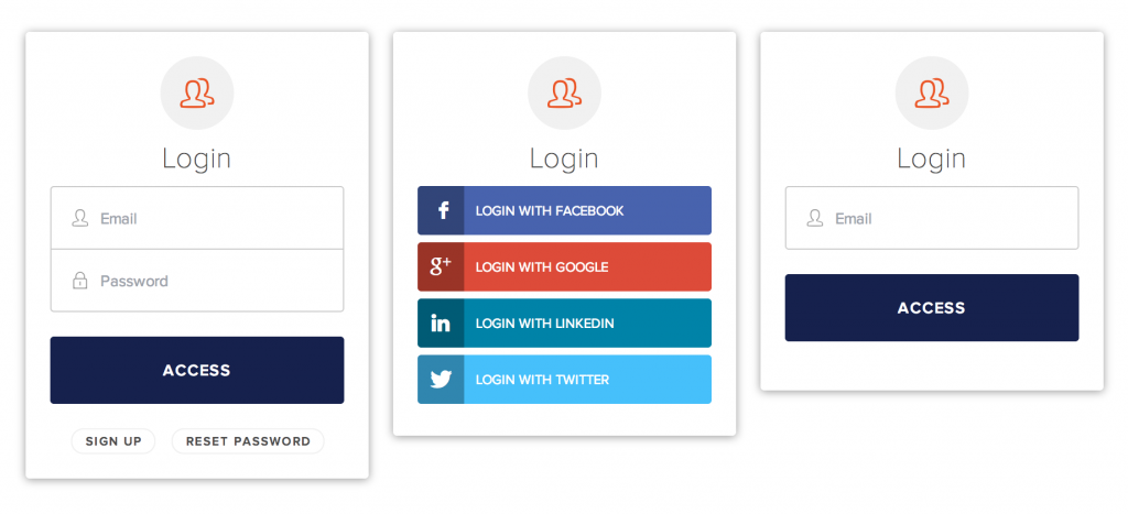 Popular social login options 