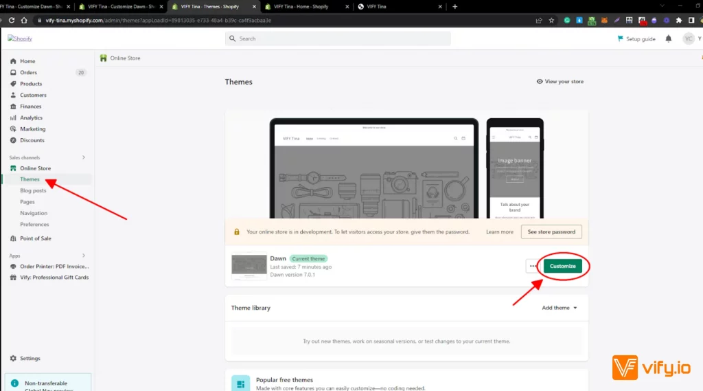 Select the Themes section