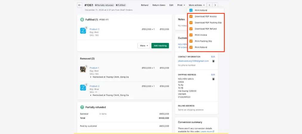 Order Printer: PDF Invoice app user guide 18 Print or download 1 invoice