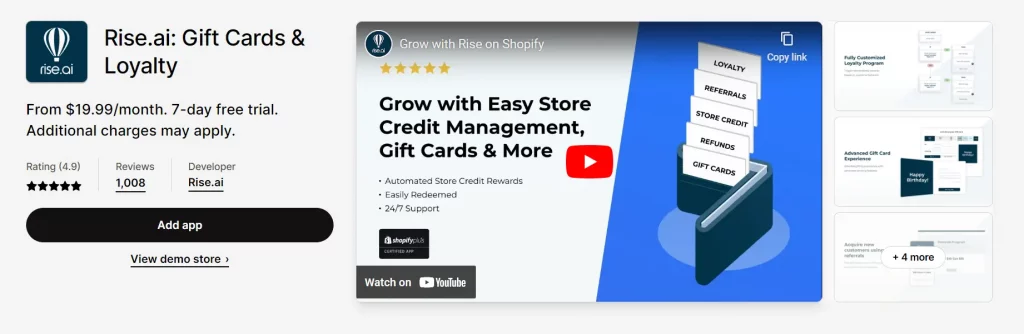 Rise.ai Gift Cards and Loyalty