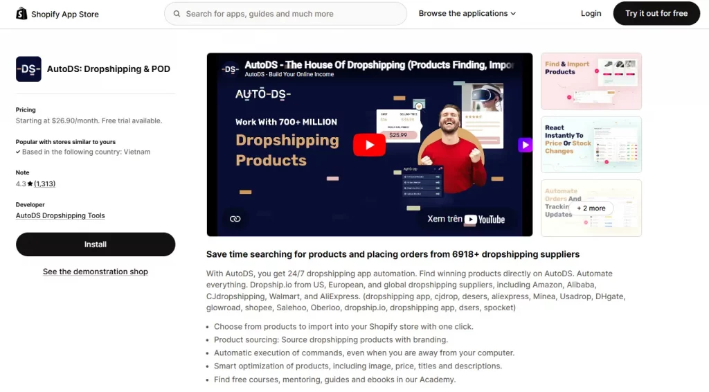 AutoDS top best dropshipping apps