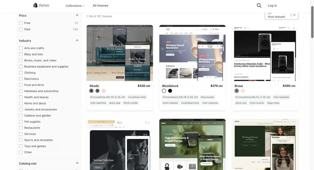 Diverse Range of Shopify Themes