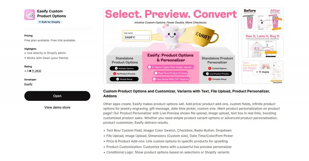 Easify Custom Product Options