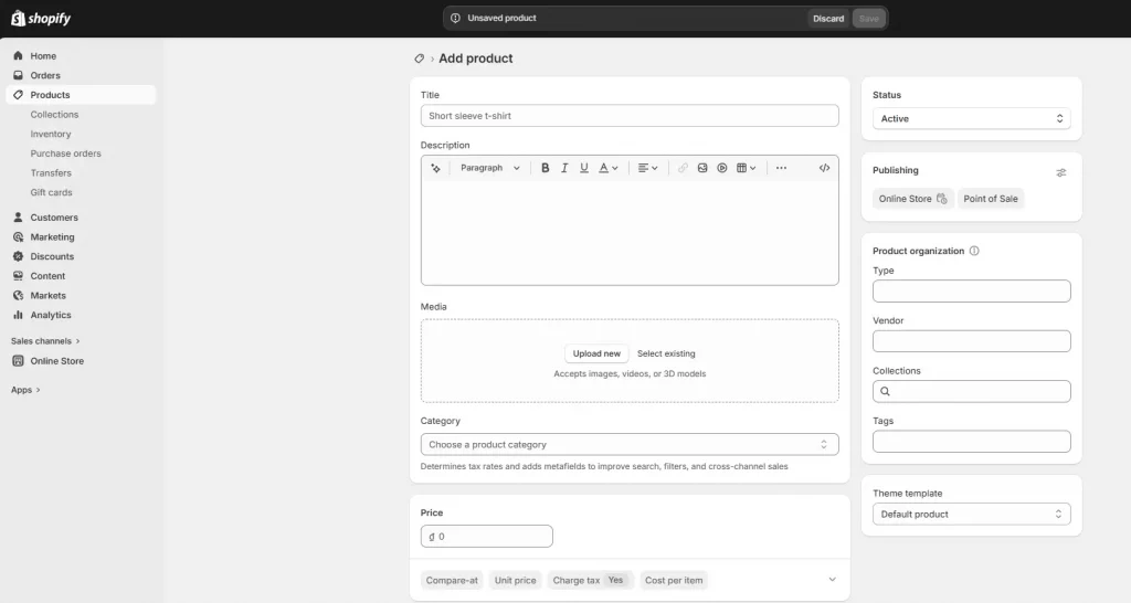 shopify adding products