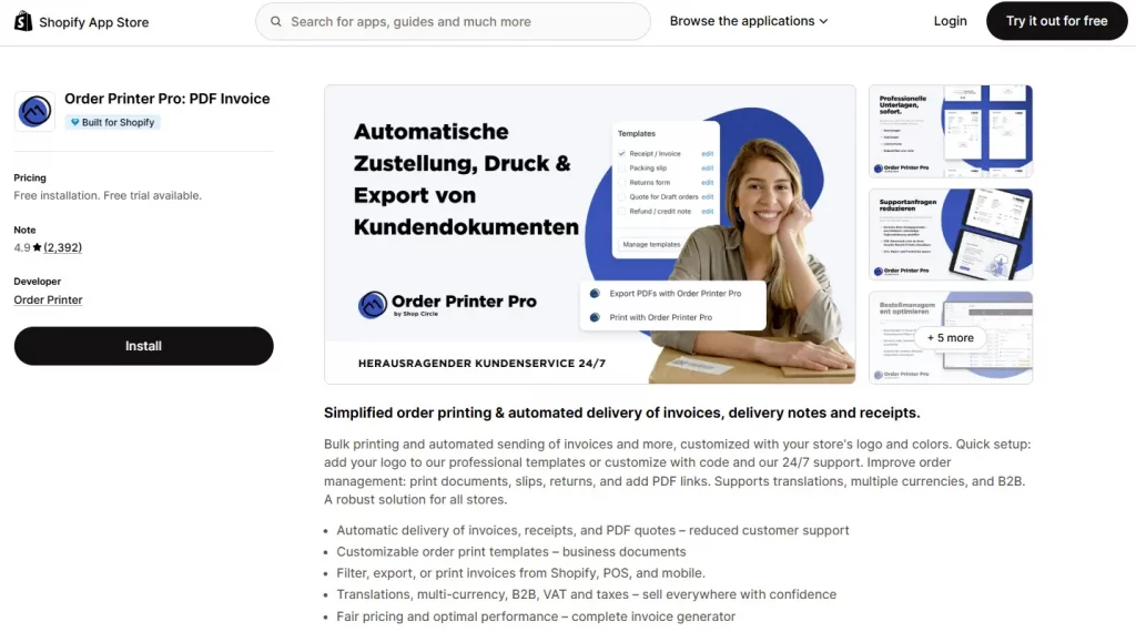 10 Best Order Printer Shopify Apps to Scale your Store Faster (Free + Paid) 15 Order printer Shopify app: Order Printer Pro PDF Invoice
