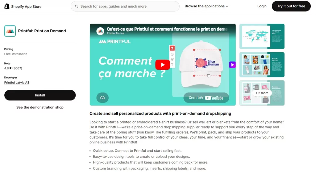 Printful top best dropshipping apps