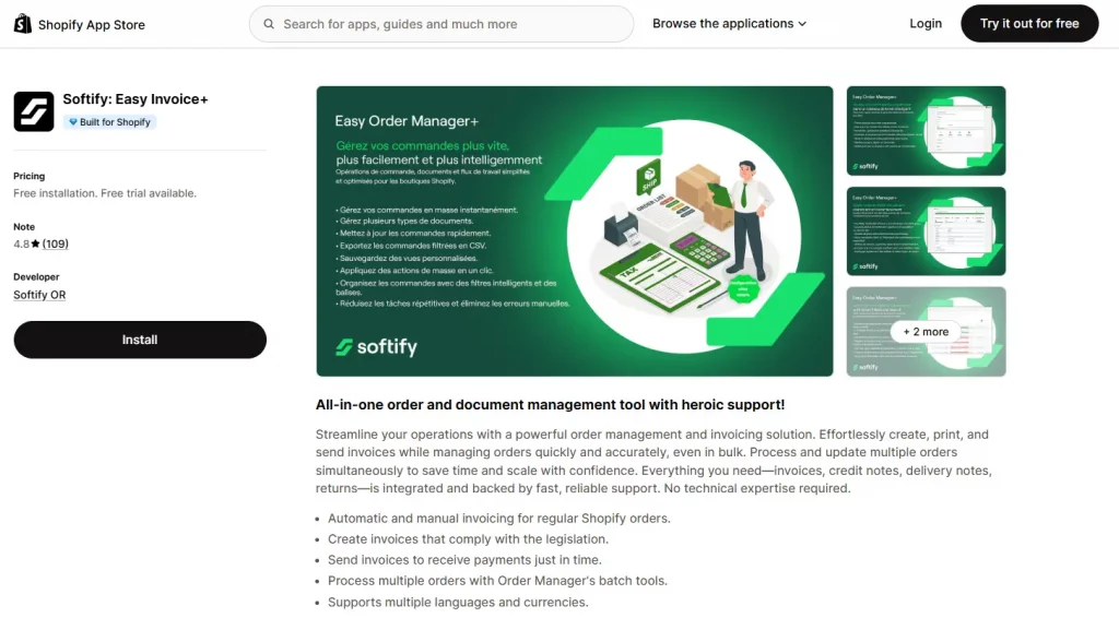 10 Best Order Printer Shopify Apps to Scale your Store Faster (Free + Paid) 18 Softity easy invoice, Shopify order printer app