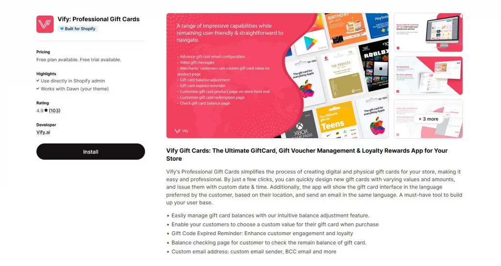 Vify Professional Gift Cards