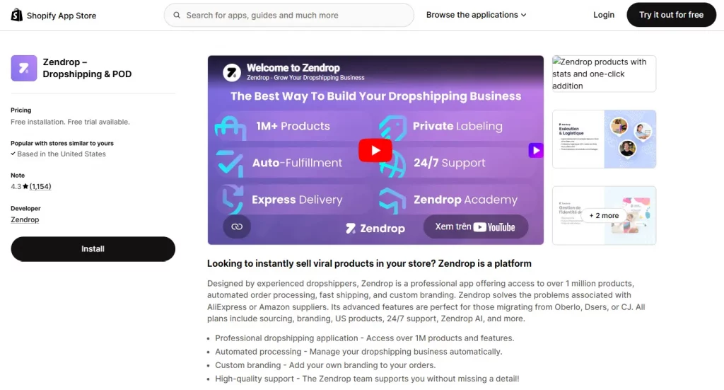 Zendrop top best dropshipping apps