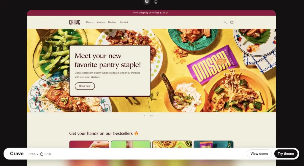 Crave best free Shopify templates