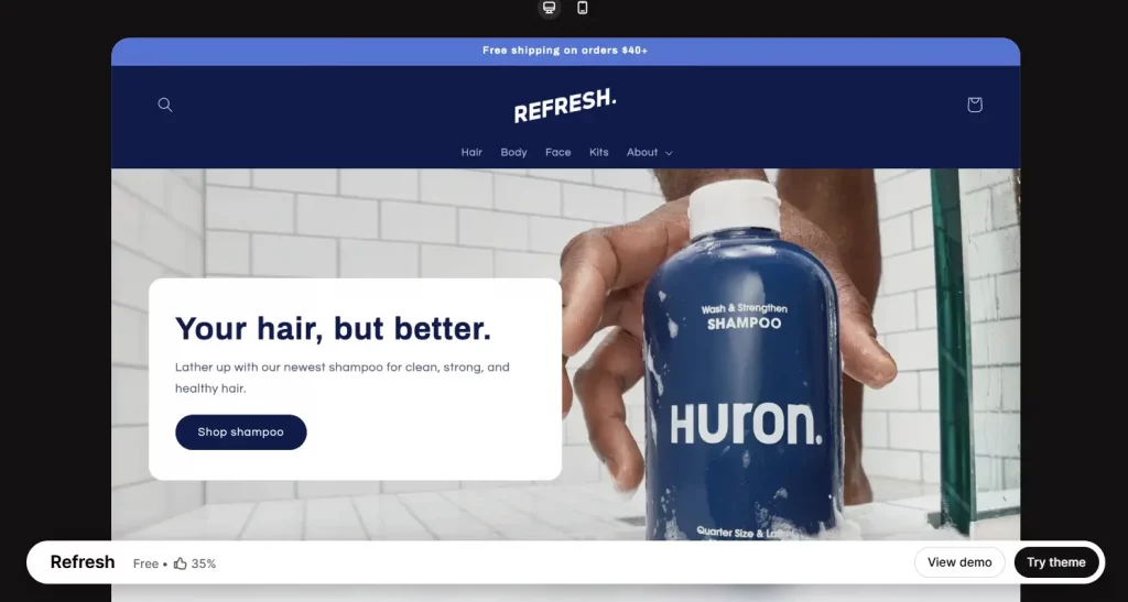 Refresh best free Shopify templates