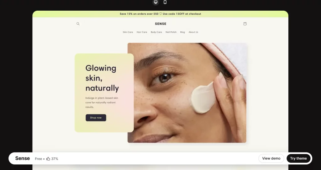 Sense best free Shopify templates