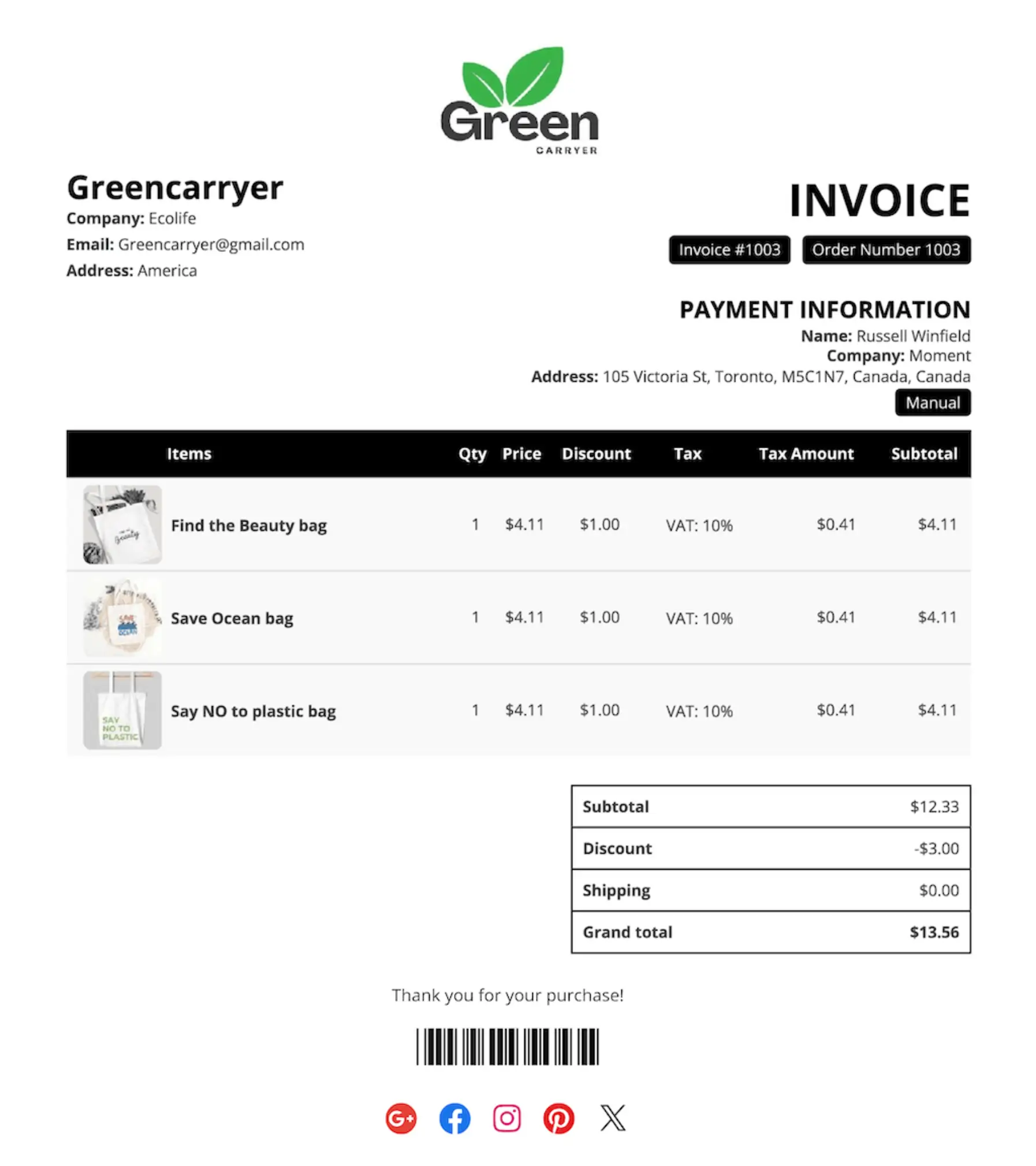shopify order printer template