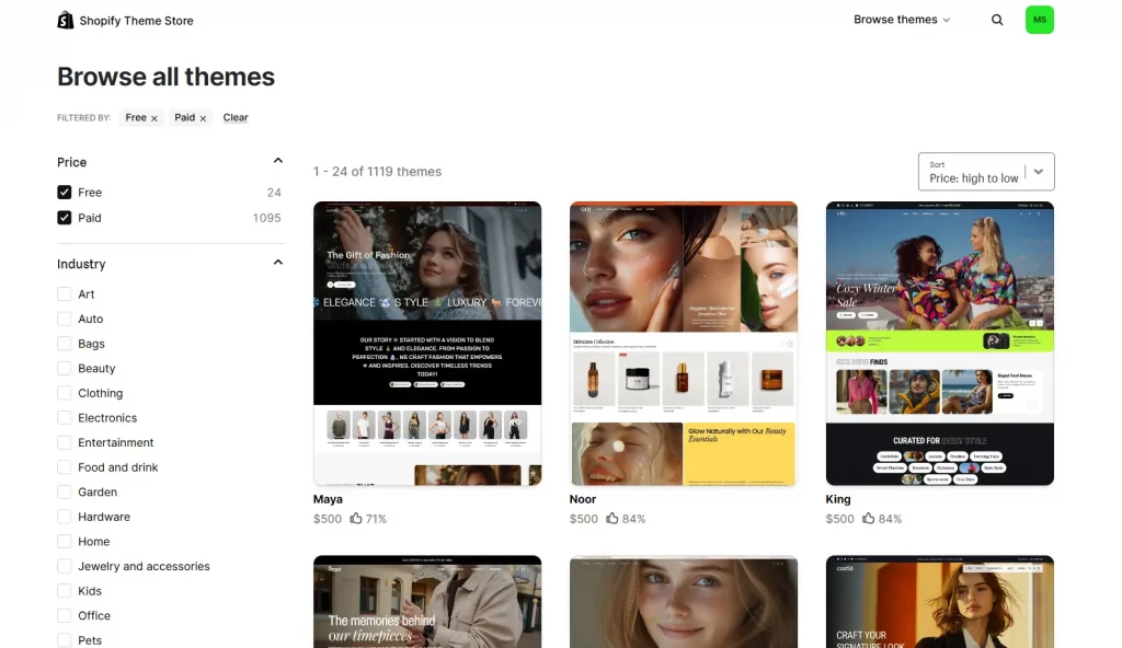 shopify all themes