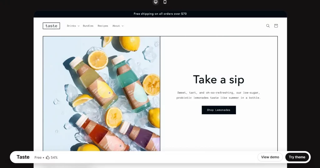 Taste best free Shopify templates
