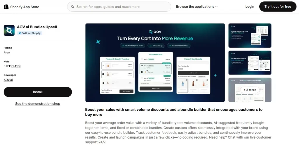5 Top Pick Shopify Bundle Apps to Elevate your Store to the next level 10 AOV.ai - Shopify Bundle App