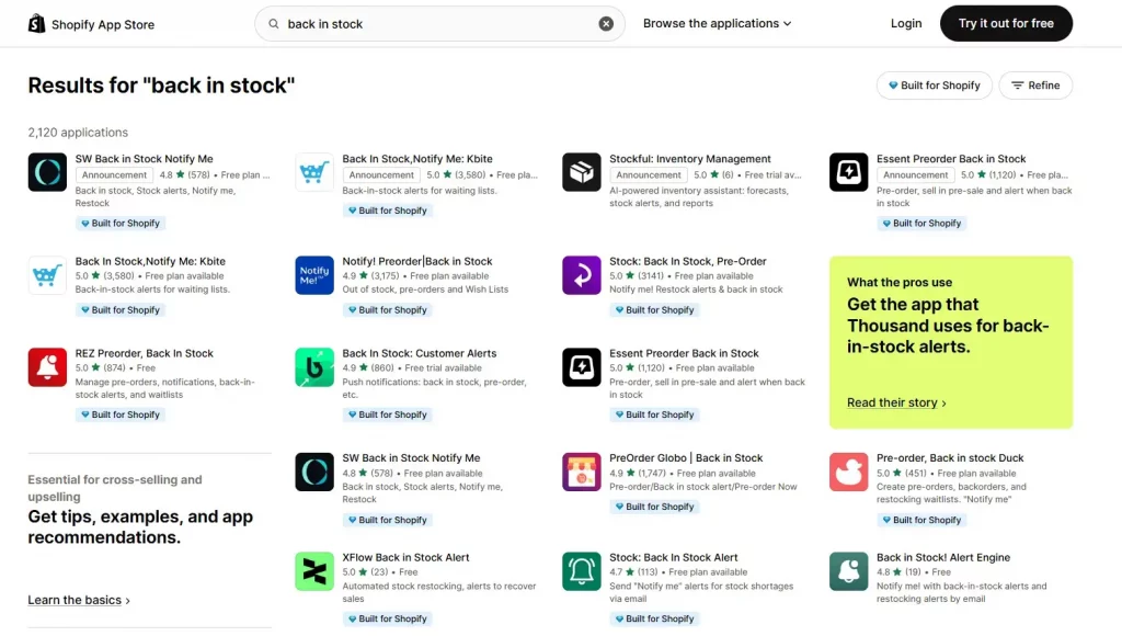 back in stock shopify apps