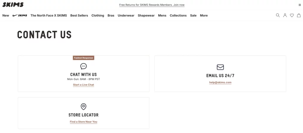 shopify contact us page example