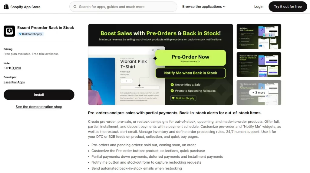 essent back in stock shopify apps