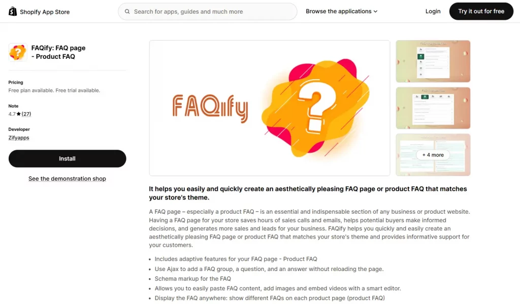 FAQify Shopify FAQ apps