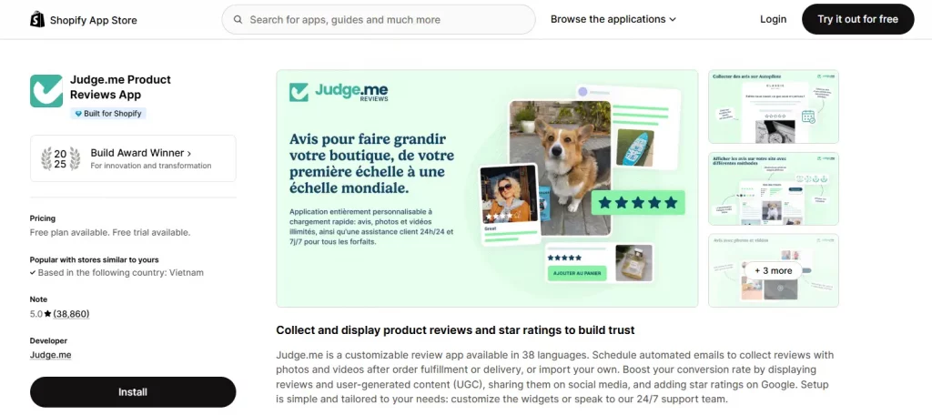 Judge.me product reviews app