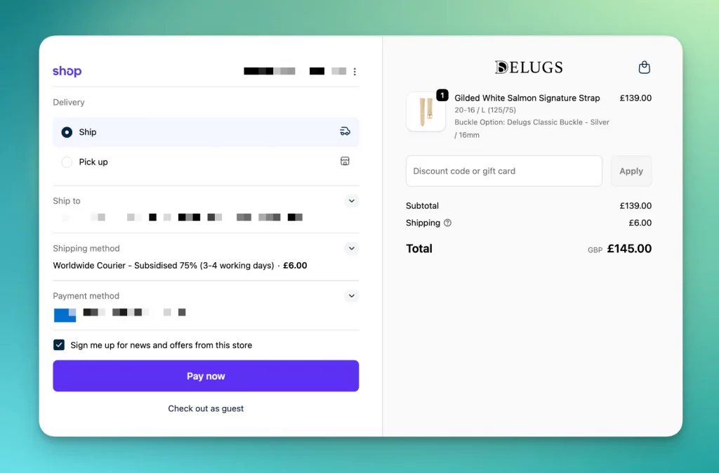 shopify one page checkout example