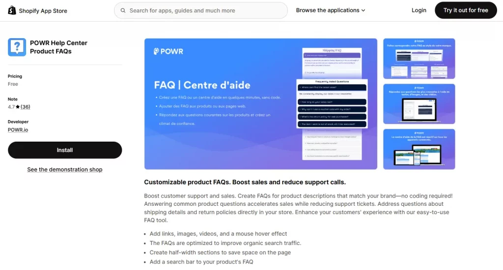 POWR Shopify FAQ apps