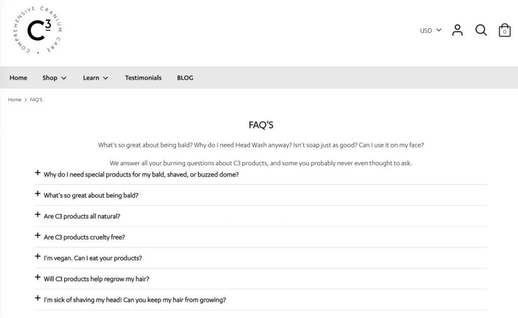 How to Create an Effective FAQ Page for Shopify that Boosts Sales 6 Shopify FAQ Page example