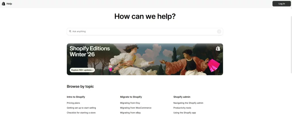 Shopify Help Center: The Complete Guide to Getting the Support You Need 8 shopify help center landing page