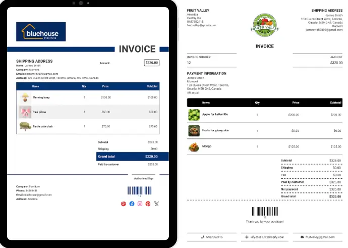 shopify pdf invoice sample