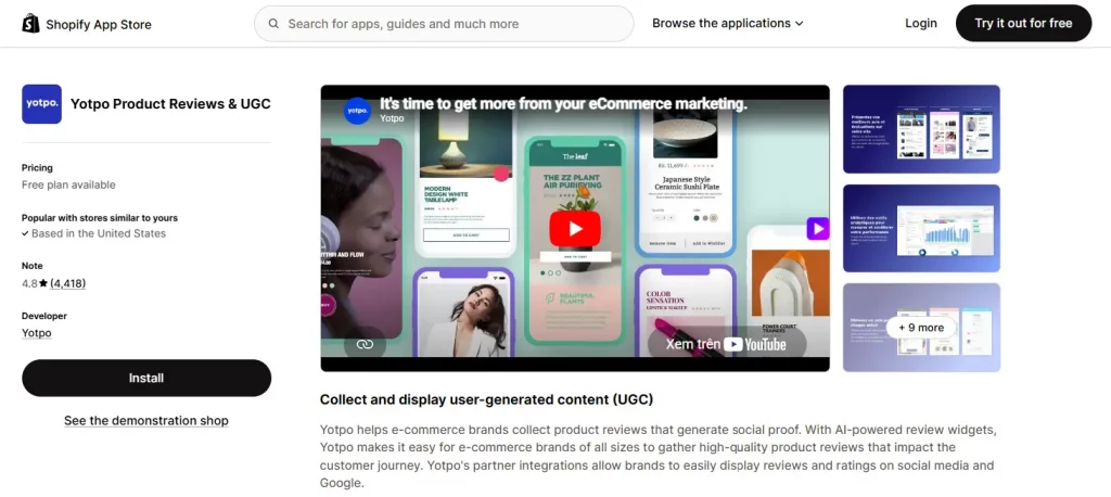 Yotpo product reviews app