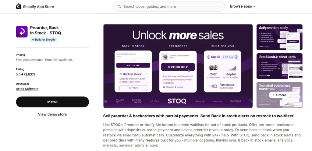 6 Best Back In Stock Shopify Apps — Free & Paid Comparison 10 stoq back in stock app