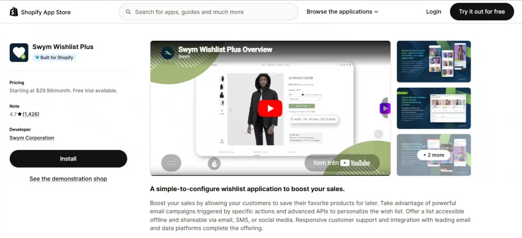 swym - wishlist app for shopify