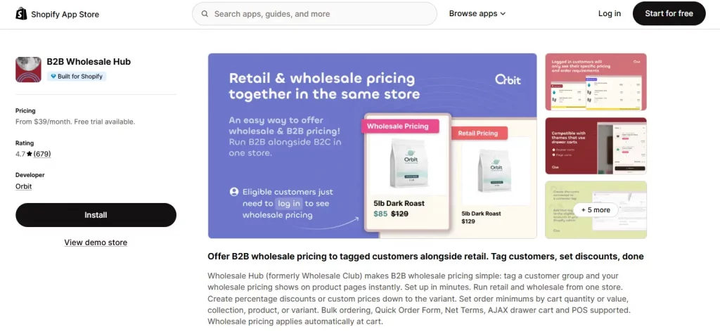 7 Best Shopify B2B Apps for Wholesale Pricing & Custom Pricing 17 B2b wholesale hub - Shopify B2B wholesale apps