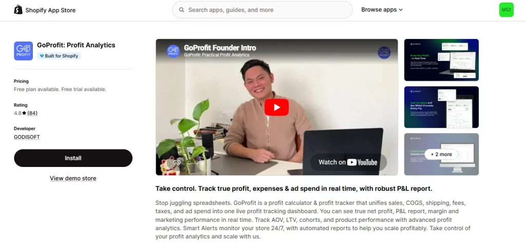 8 Best Shopify Analytics Apps available (Free & Paid Compared) 18 goprofit - Shopify analytics apps