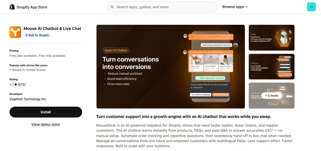 moosedesk - shopify live chat app