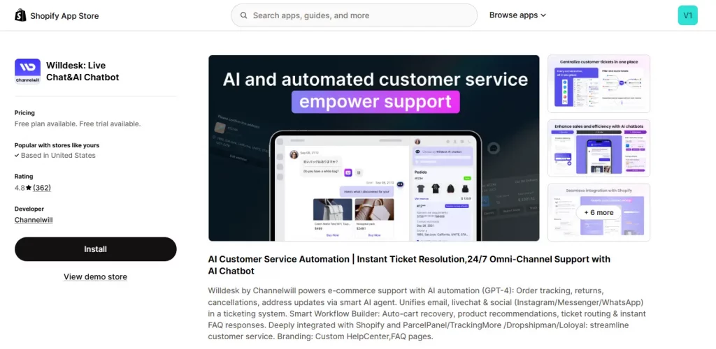 willdesk - shopify live chat app