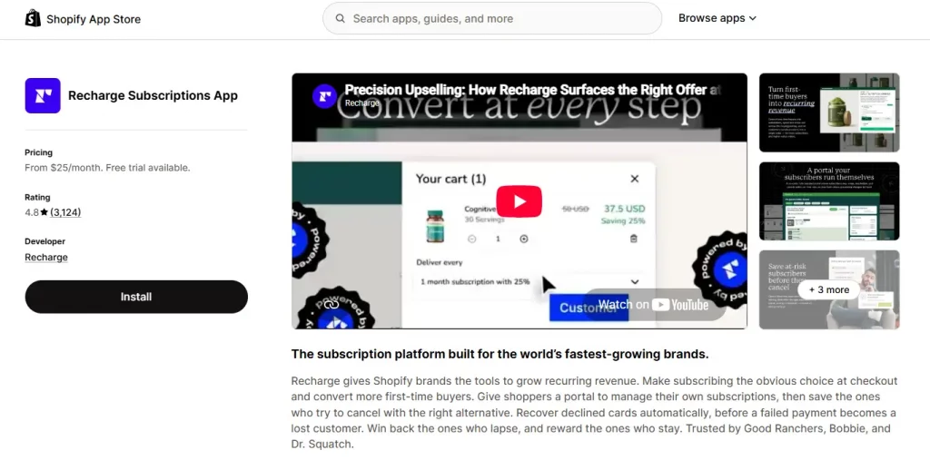 Recharge Shopify App