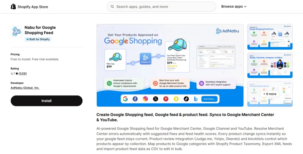 Nabu for Google Shopping Feed 
